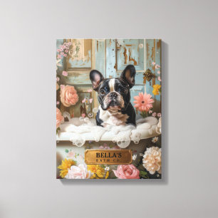 Personalisierte Boston-Terrier-Bad-Kunst Leinwanddruck