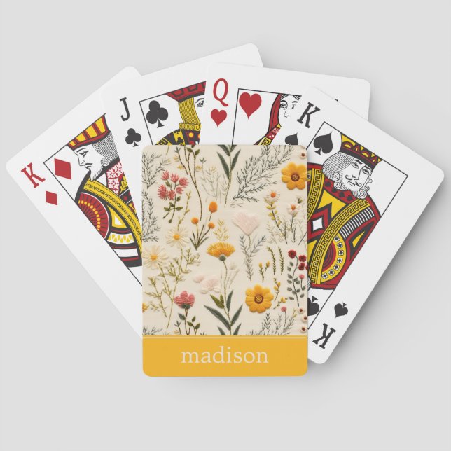 Personalisierte botanische Blumen Spielkarten (Rückseite)
