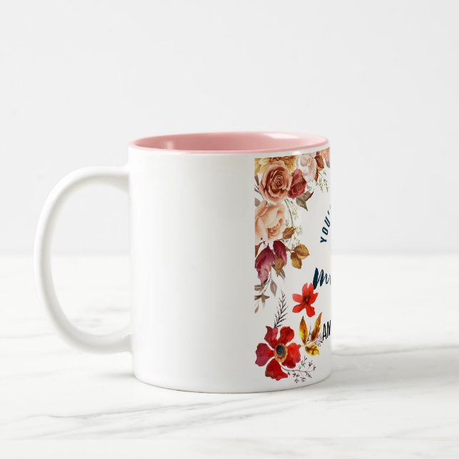 Personalisierte botanische florale Tasse für Mum (Links)