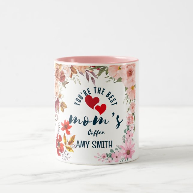 Personalisierte botanische florale Tasse für Mum (Mittel)
