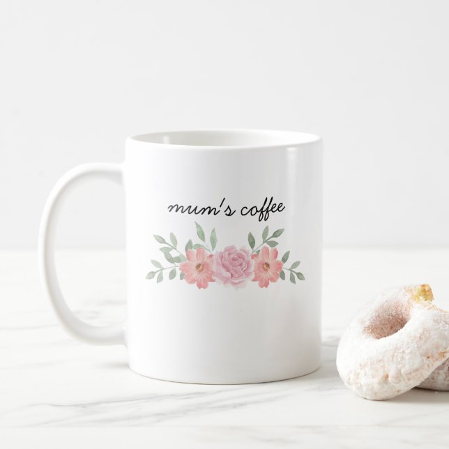 Personalisierte botanische florale Tasse für Mutte (Mit Donut)