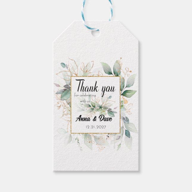 Personalisierte botanische Gastgeschenke Hochzeite Geschenkanhänger (Vorderseite)