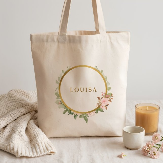Personalisierte botanische Goldrose Tragetasche (Von Creator hochgeladen)