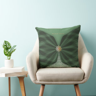 Personalisierte botanische grüne Textil-Illusion Kissen