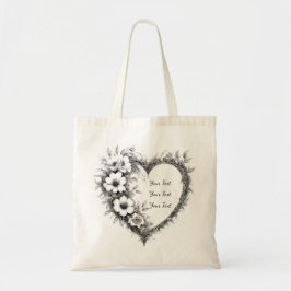 Personalisierte botanische Herz-Skizze-Tasche Tragetasche