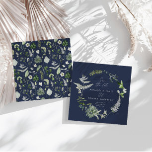 Personalisierte Botanische Hochzeit Marineblaue Bl Save The Date