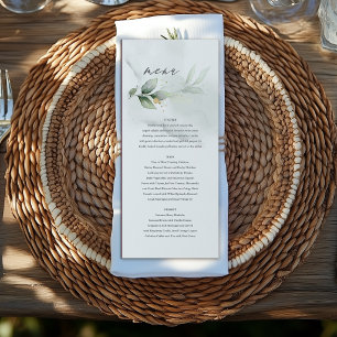 Personalisierte Botanische Hochzeit Sage Grün Menükarte