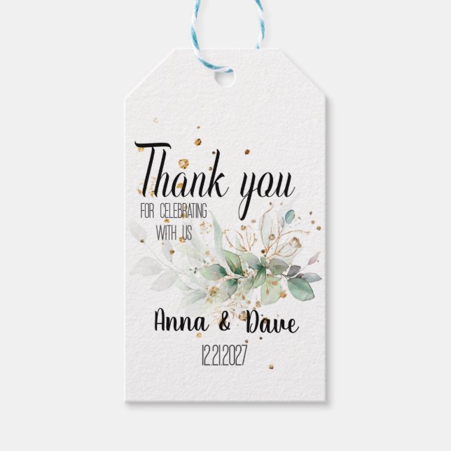 Personalisierte Botanische Hochzeit Vielen Dank fü Geschenkanhänger (Vorderseite)