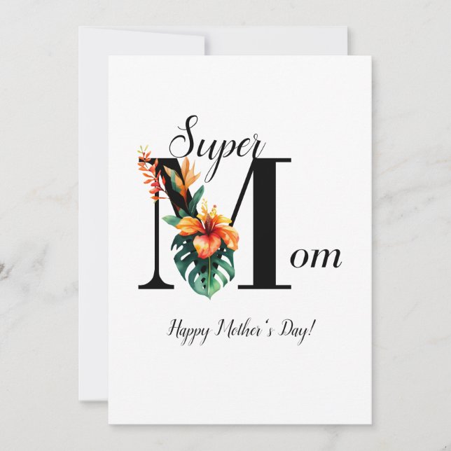 Personalisierte botanische Monogram Super-Mama (Vorderseite)