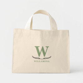 Personalisierte botanische Monogramm erste grüne Mini Stoffbeutel