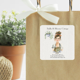 Personalisierte botanische Produktgeschäft  Quadratischer Aufkleber