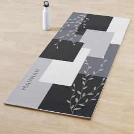 Personalisierte Botanische Schwarze Geometrische Y Yogamatte