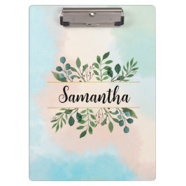Personalisierte botanische Wasserfarbe mit Name Klemmbrett