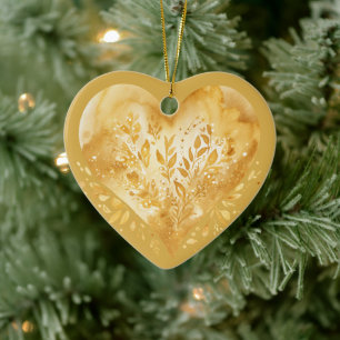 Personalisierte Botschaft Farbiges "Gold" Blumenhe Keramik Ornament