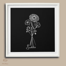Personalisierte Bouquet mit Schwarz-Weiß-Linien Ku