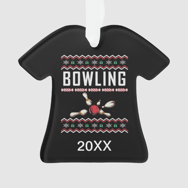 Personalisierte Bowling Buttone Ugys Weihnachtssüß Ornament (Vorderseite)