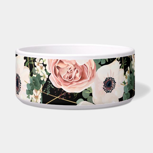 Personalisierte Bowls Geometric Garden Rose Schwar Napf (Vorderseite)