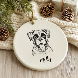 Personalisierte Boxer-Hund-Weihnachten Keramik Ornament