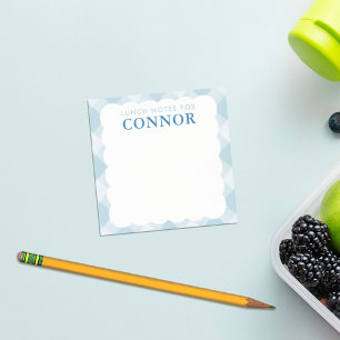 Personalisierte BOYS Blue Gingham Karo Lunch Box Post-it Klebezettel