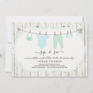 Personalisierte Boys Sip and See Invasion - Rustik Einladung
