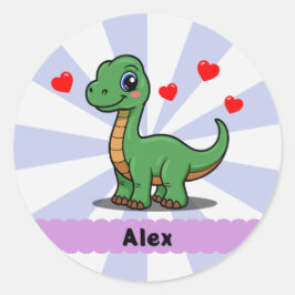 Personalisierte Brachiosaurus-Dinosaurier-Aufklebe Runder Aufkleber