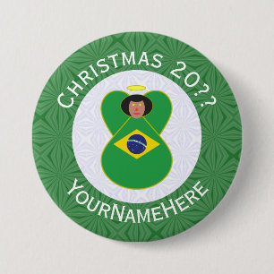 Personalisierte brasilianische Weihnachts-Engel-Fl Button