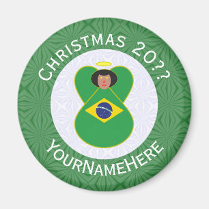 Personalisierte brasilianische Weihnachts-Engel-Fl Magnet