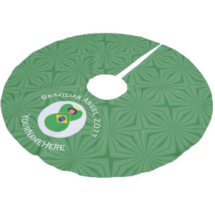 Personalisierte brasilianische Weihnachts-Engel-Fl Polyester Weihnachtsbaumdecke