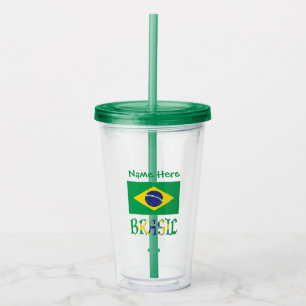 Personalisierte Brasilien-Flagge Acryltrinkbecher