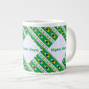 Personalisierte Brasilien-Flagge gekachelt Jumbo-Tasse