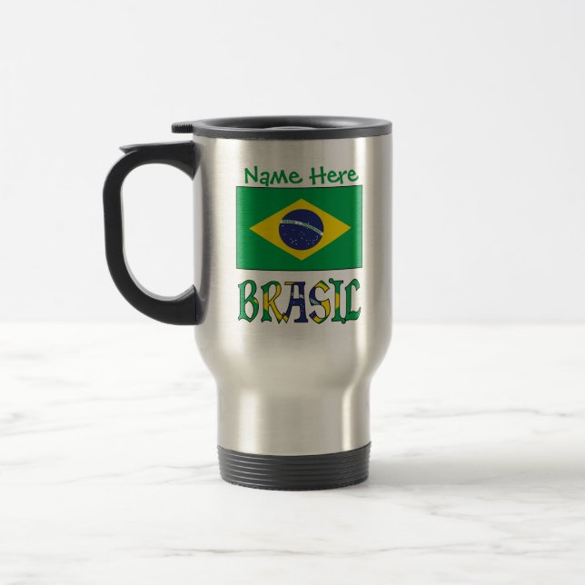 Personalisierte Brasilien-Flagge  Reisebecher (Links)