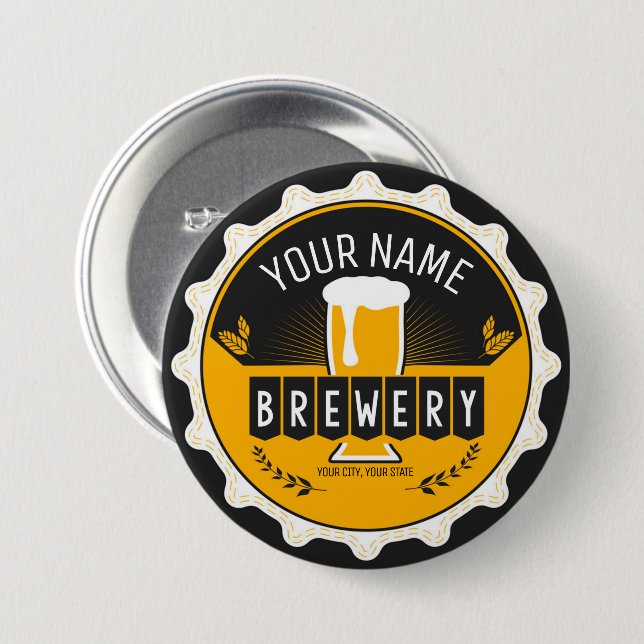 Personalisierte Brauerei Bierflasche Bar Button (Vorne & Hinten)