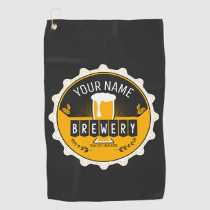 Personalisierte Brauerei-Bierflaschenverschluss-Ba Golfhandtuch