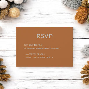 Personalisierte braune Herbst-Hochzeitseinladung RSVP Karte