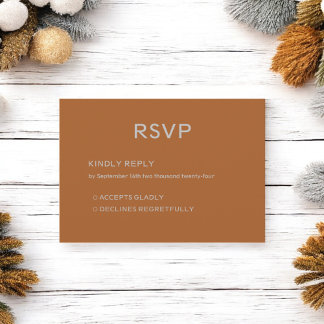 Personalisierte braune Herbst-Hochzeitseinladung RSVP Karte
