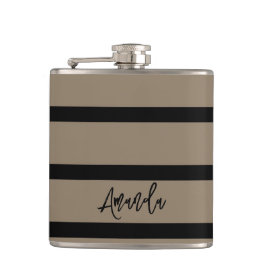 Personalisierte braune und schwarze Streifen Flachmann