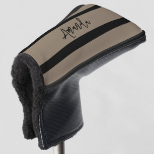 Personalisierte braune und schwarze Streifen Golf Headcover