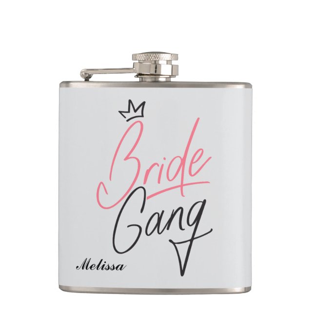 Personalisierte Braut Gang Flasche Flachmann (Vorderseite)