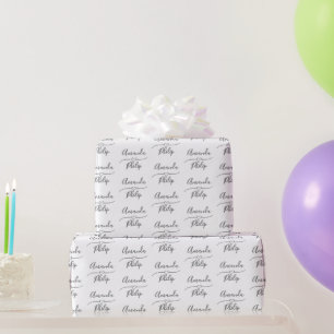 Personalisierte Braut und Bräutigam Weiß, Silberho Geschenkpapier
