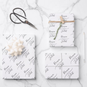 Personalisierte Braut und Groom White Geschenkpapier Set