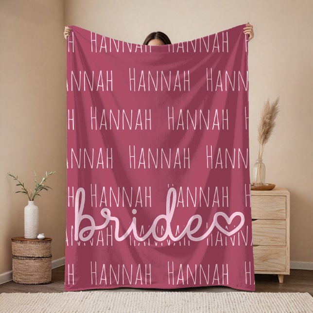 Personalisierte Brautdecke Hochzeitsgeschenk für d Fleecedecke (Personalized Bridal Party Throw Blanket Gift for Bride, Custom Name Wedding Blanket Gift for Bride)