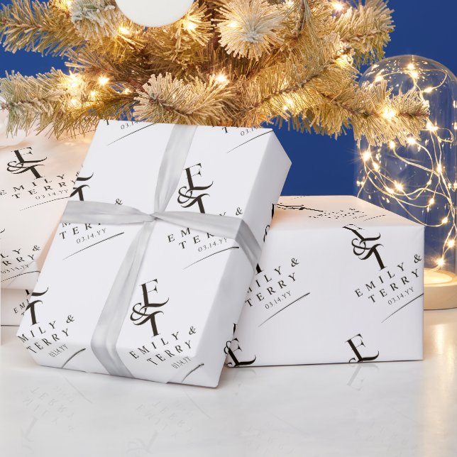 Personalisierte Bräutigam-Namen und Monogramm-Hoch Geschenkpapier (Feiertage)