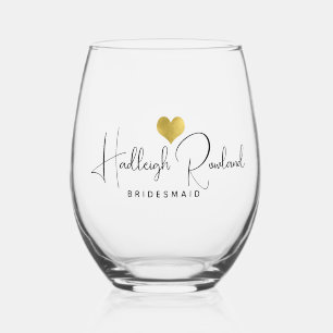 Personalisierte Brautjungfer-Handschrift-Name  Weinglas Ohne Stiel