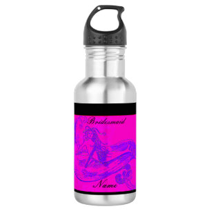 Personalisierte Brautjungfer rosa Meerjungfrau  Edelstahlflasche