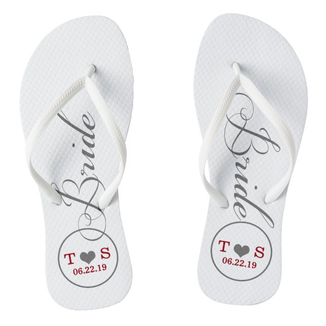 Personalisierte Bridal (grau/rot) Flip Flops (Fußbett)