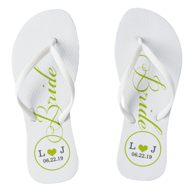 Personalisierte Bridal (grün) Flip Flops (Fußbett)