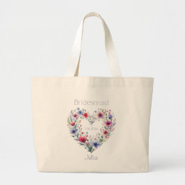 Personalisierte Bridesmaid Blume Herztote Tasche