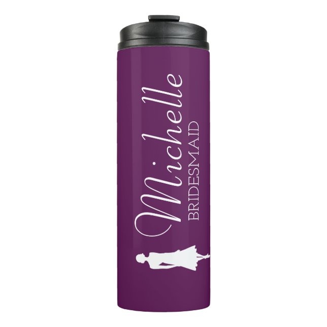 Personalisierte Bridesmaid in Rosa Thermosbecher (Vorderseite)