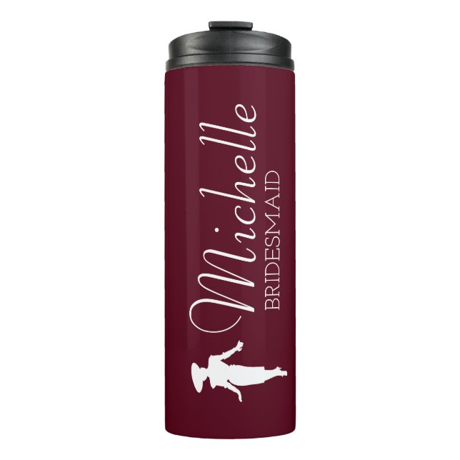 Personalisierte Bridesmaid in Rosa Thermosbecher (Vorderseite)