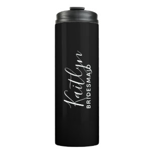 Personalisierte Bridesmaid in Schwarz/Weiß  Thermosbecher